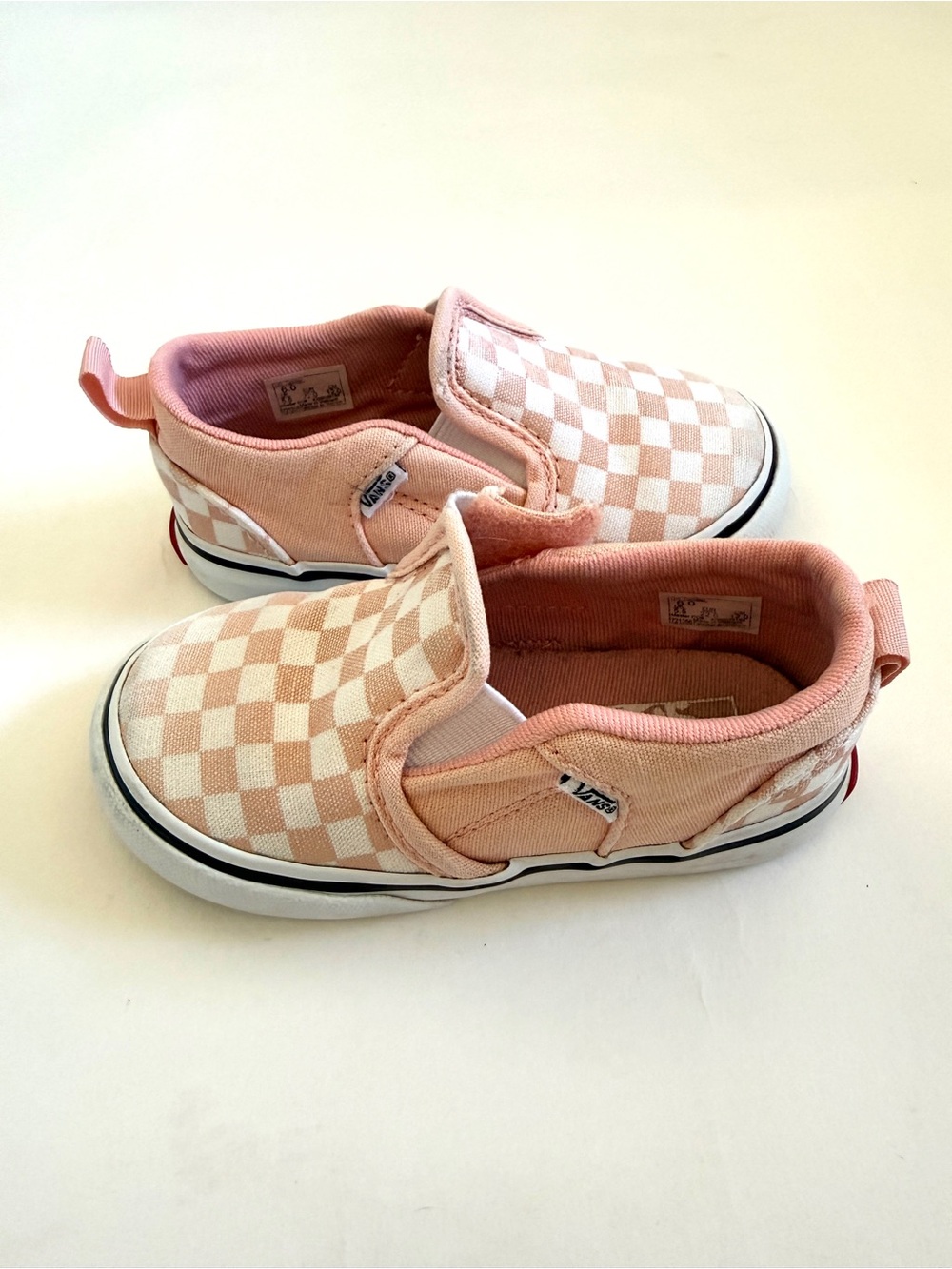 Vans Toddler Girls Size 6C Pink White Checkerboard Slip On Sneakers